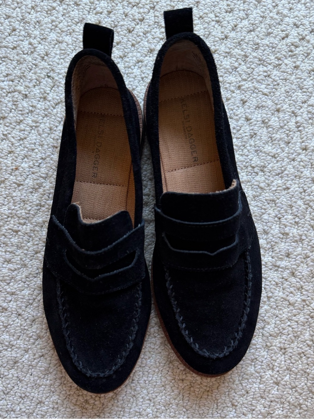 Kelsi Dagger Black Suede Leather Loafers size 9